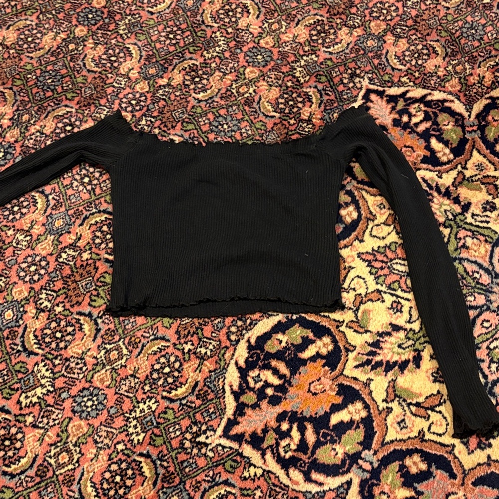 Topshop Black Off-Shoulder Crop Top